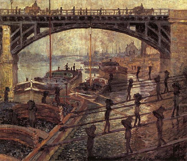 Claude Monet Men Unloading Coal oil painting picture